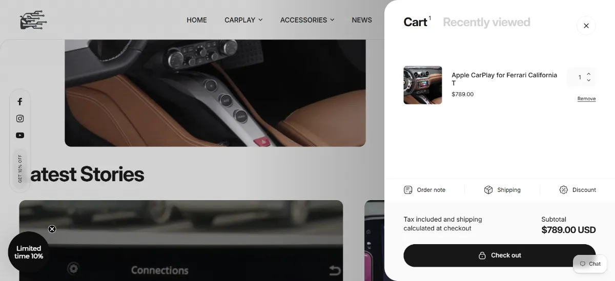 Step 2: Open your cart