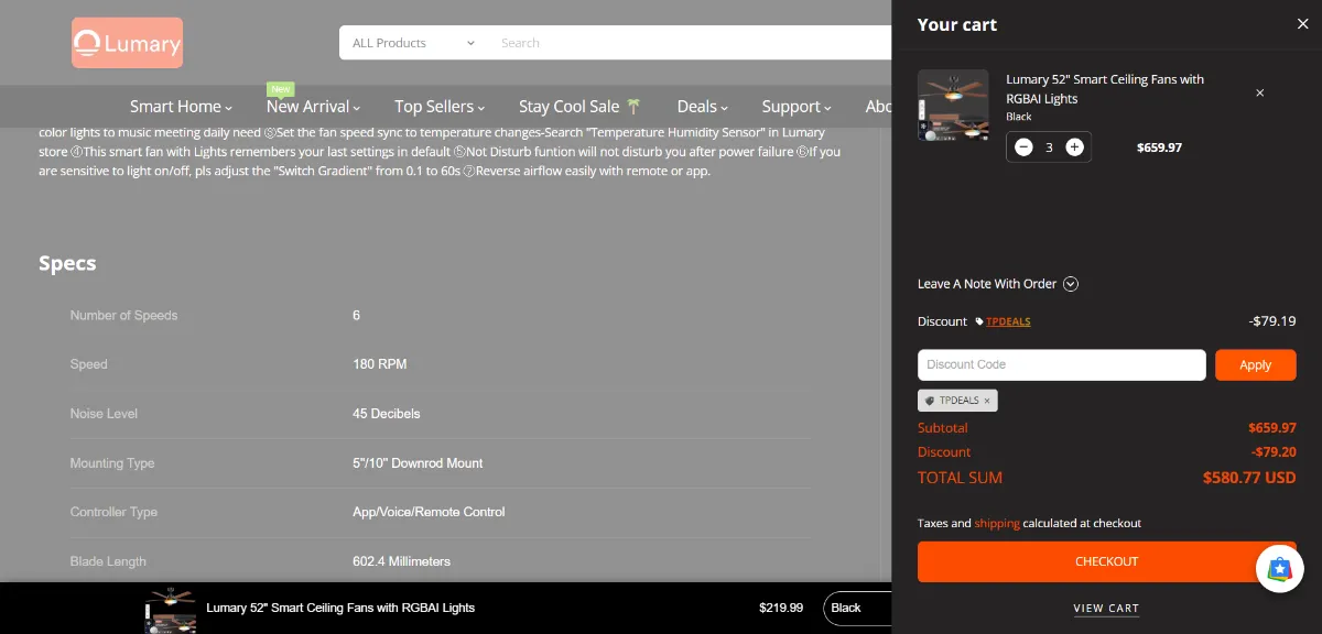 Step 2: Open your cart