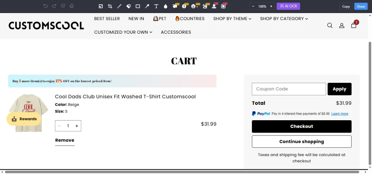 Step 2: Open your cart