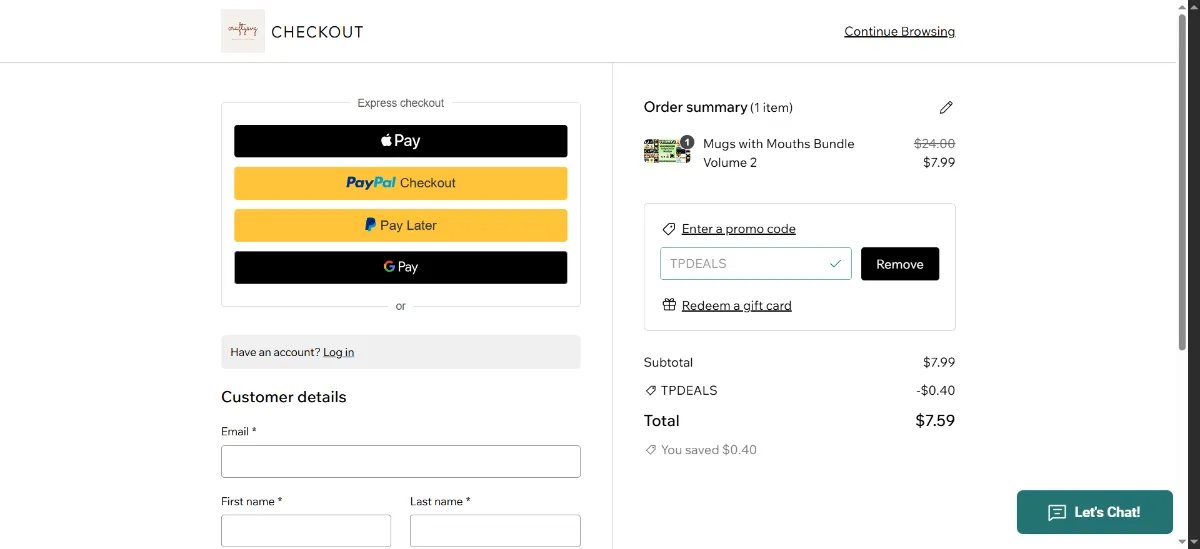 Step 3: Enter TPDEALS at checkout