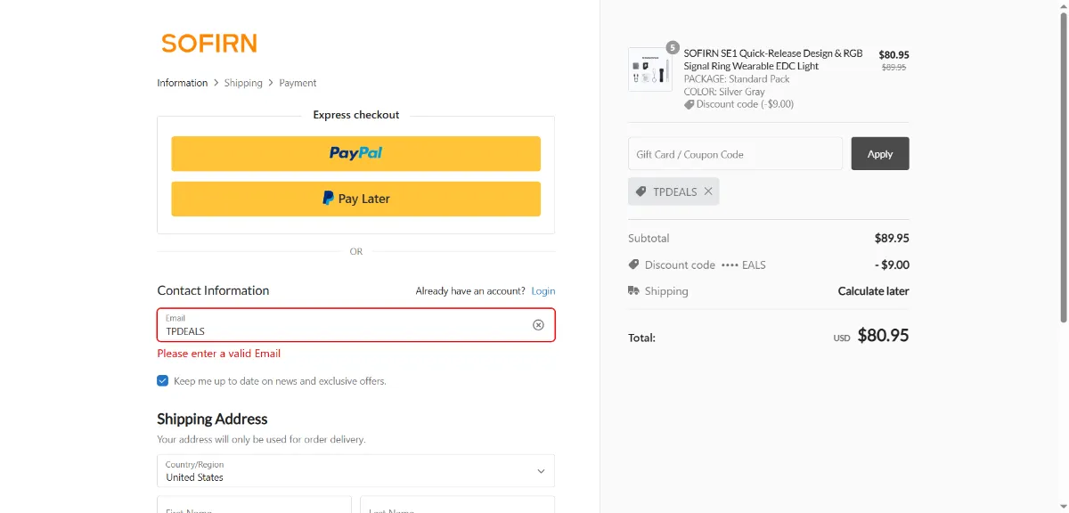 Step 3: Enter TPDEALS at checkout