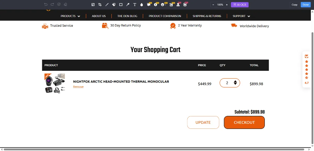 Step 2: Open your cart