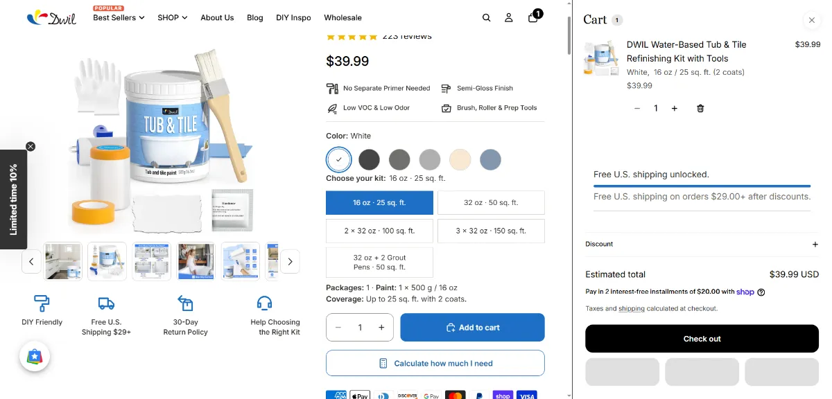Step 2: Open your cart