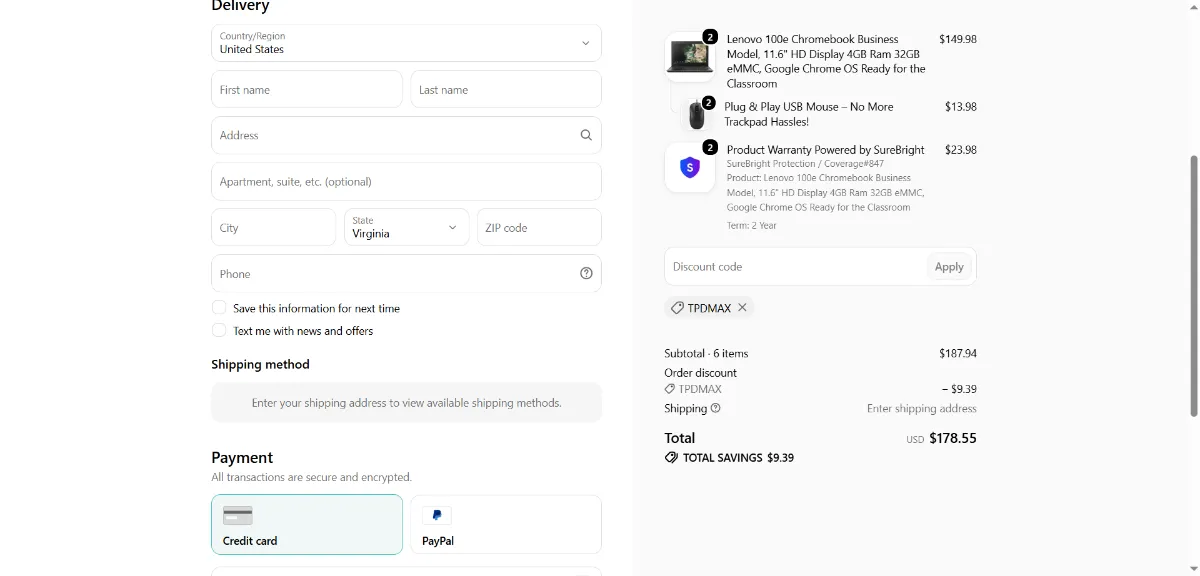 Where to enter the Chromebooks R Us discount code at checkout