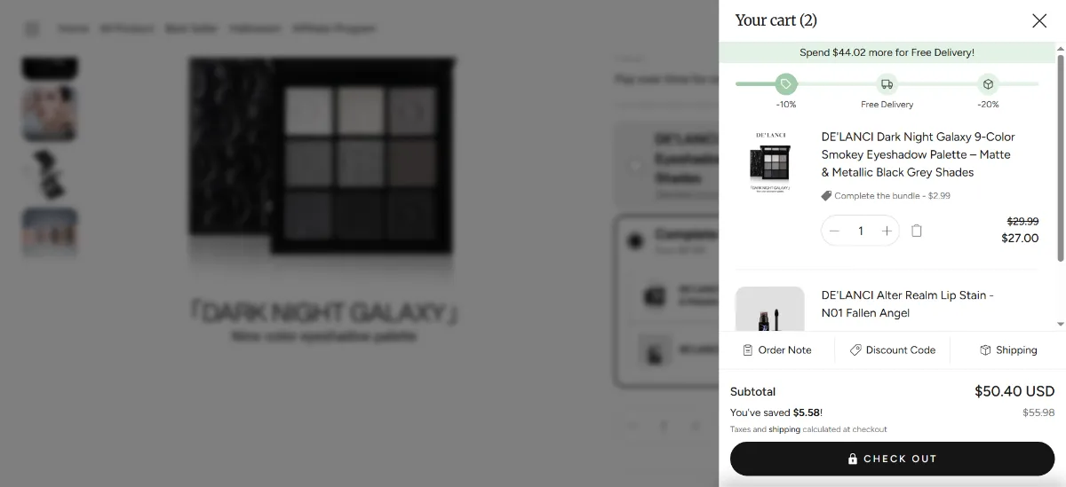 Step 2: Open your cart