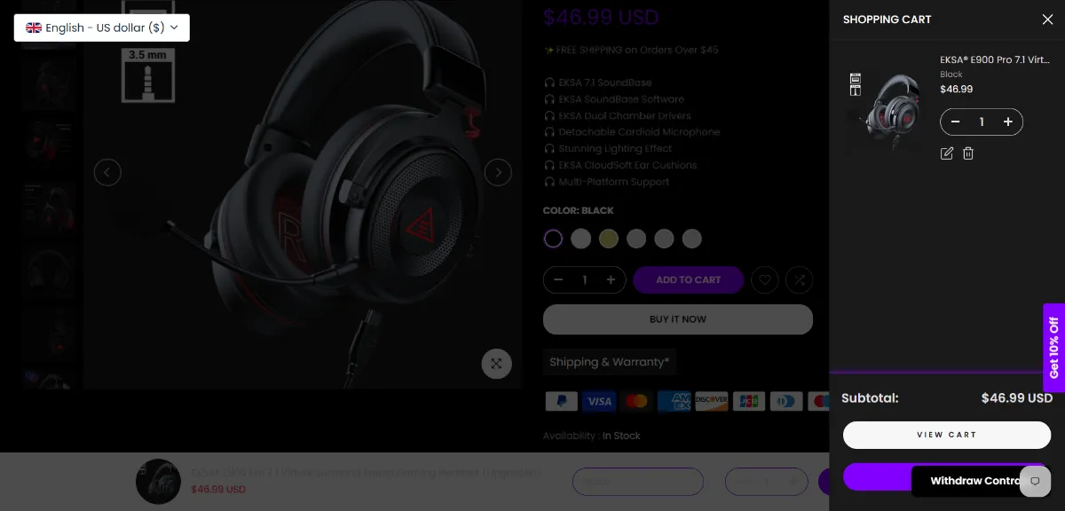 Step 2: Open your cart