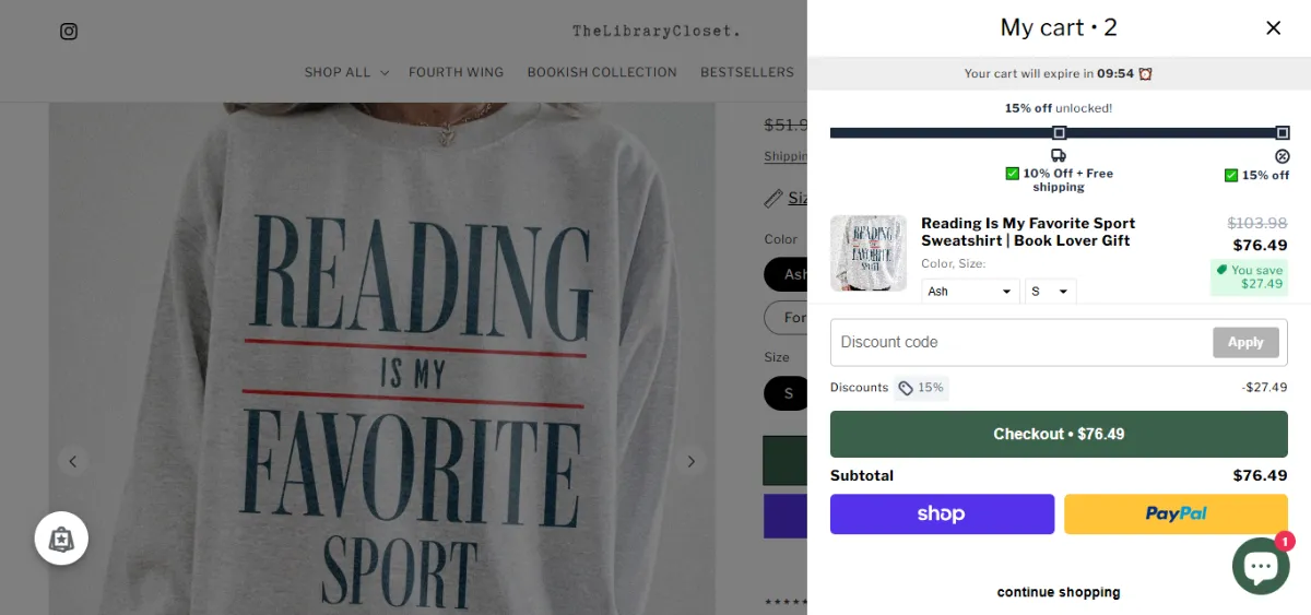 Step 2: Open your cart