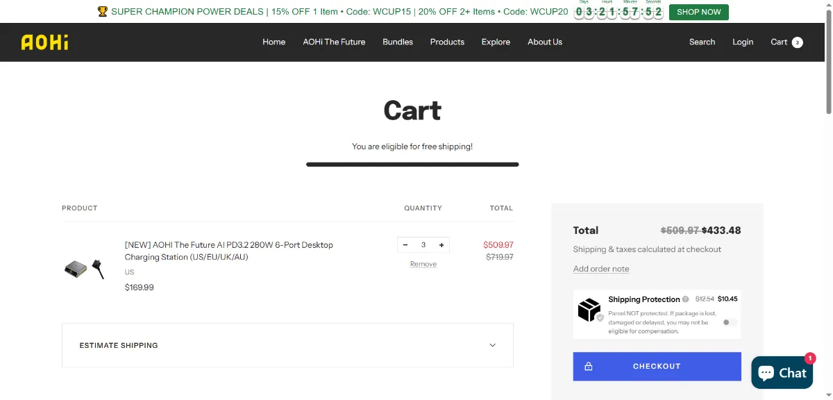 Step 2: Open your cart