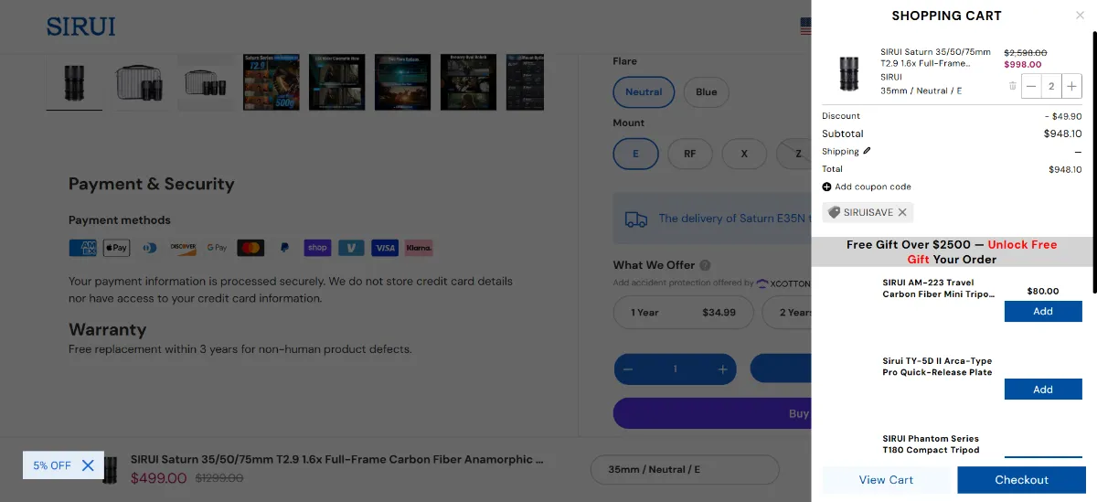 Step 2: Open your cart