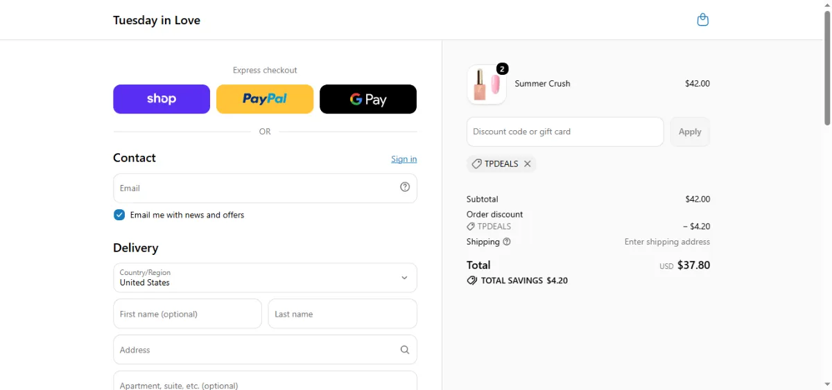 Step 3: Enter TPDEALS at checkout