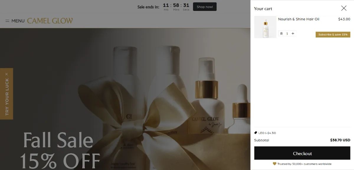 Step 2: Open your cart