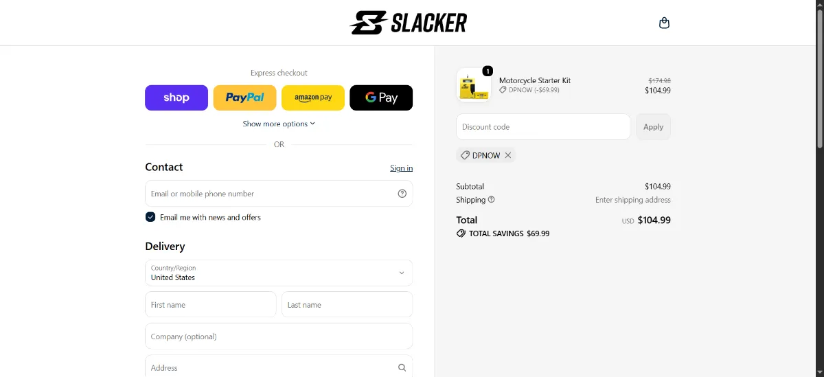 Where to enter the Slacker coupon code at checkout