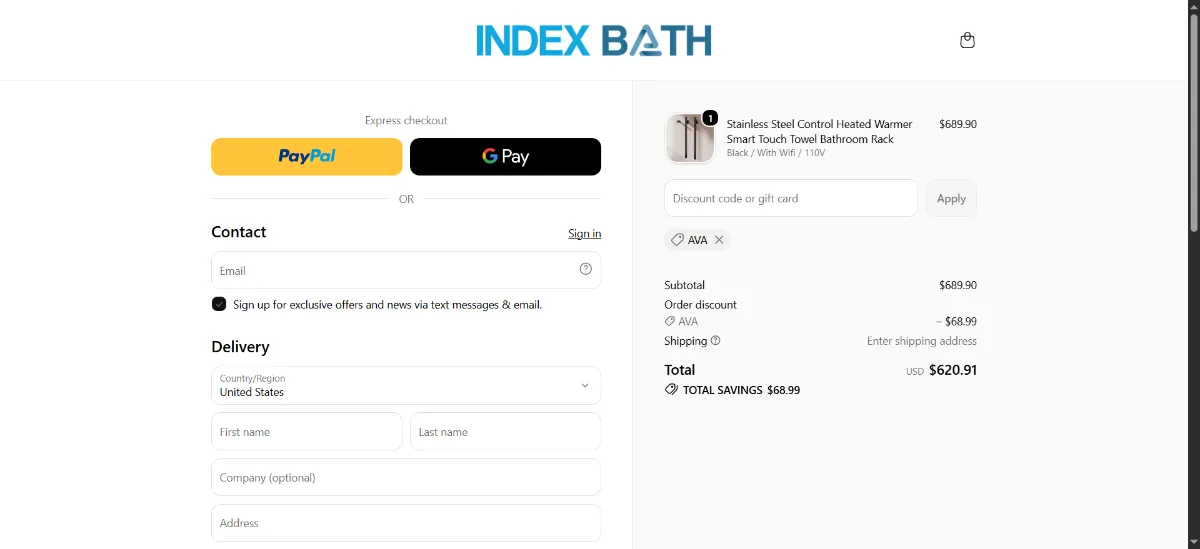 Step 3: Enter AVA at checkout
