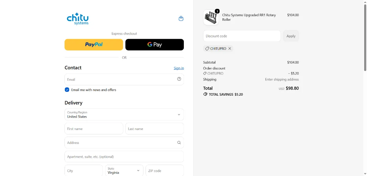 Step 3: Enter CHITUPRO at checkout