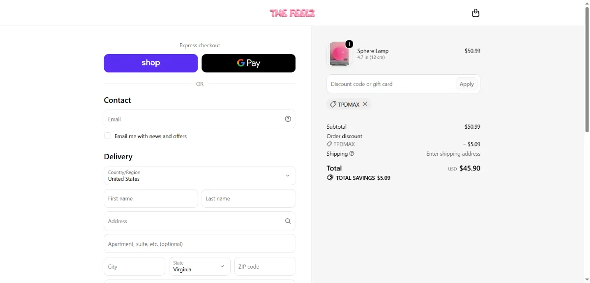 Step 3: Enter TPDMAX at checkout