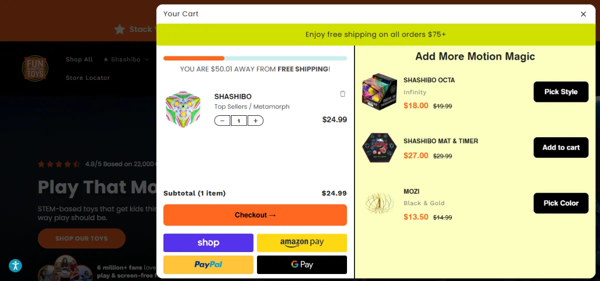 Step 2: Open your cart