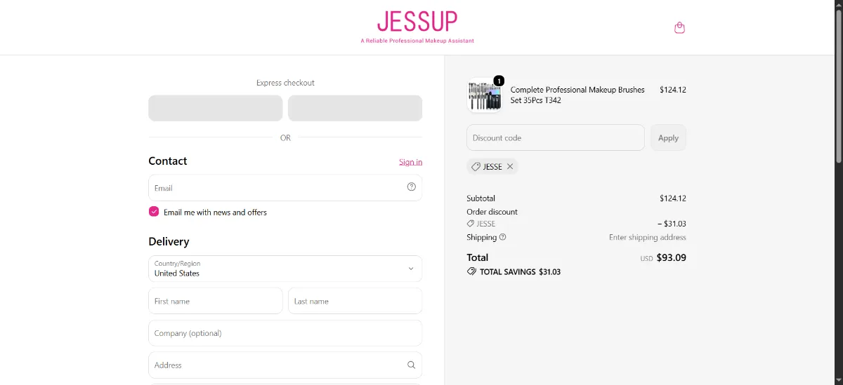 Step 3: Enter JESSE at checkout