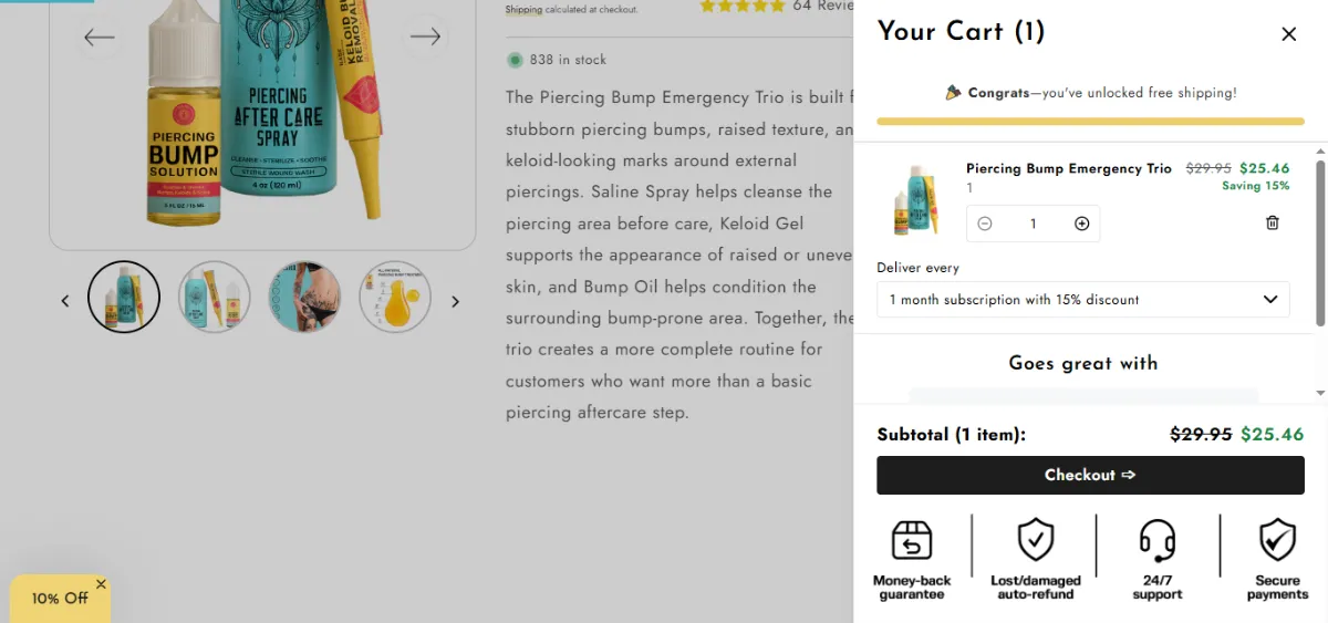 Step 2: Open your cart