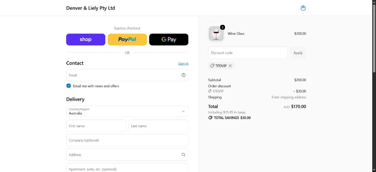 Step 3: Enter TPDVIP at checkout