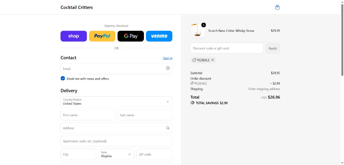 Step 3: Enter PLDEALS at checkout