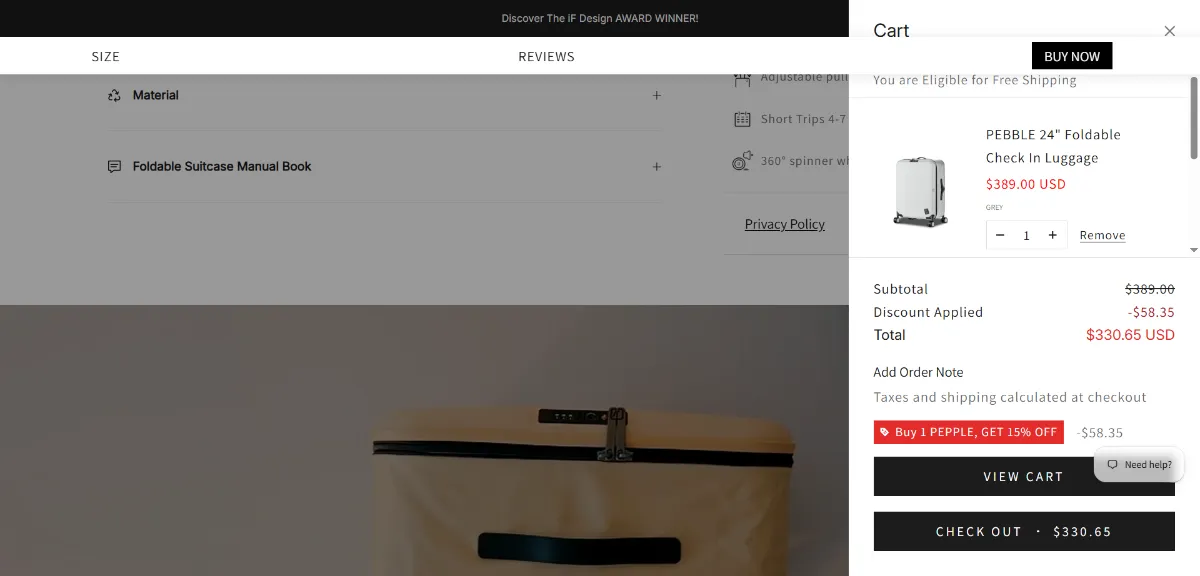 Step 2: Open your cart