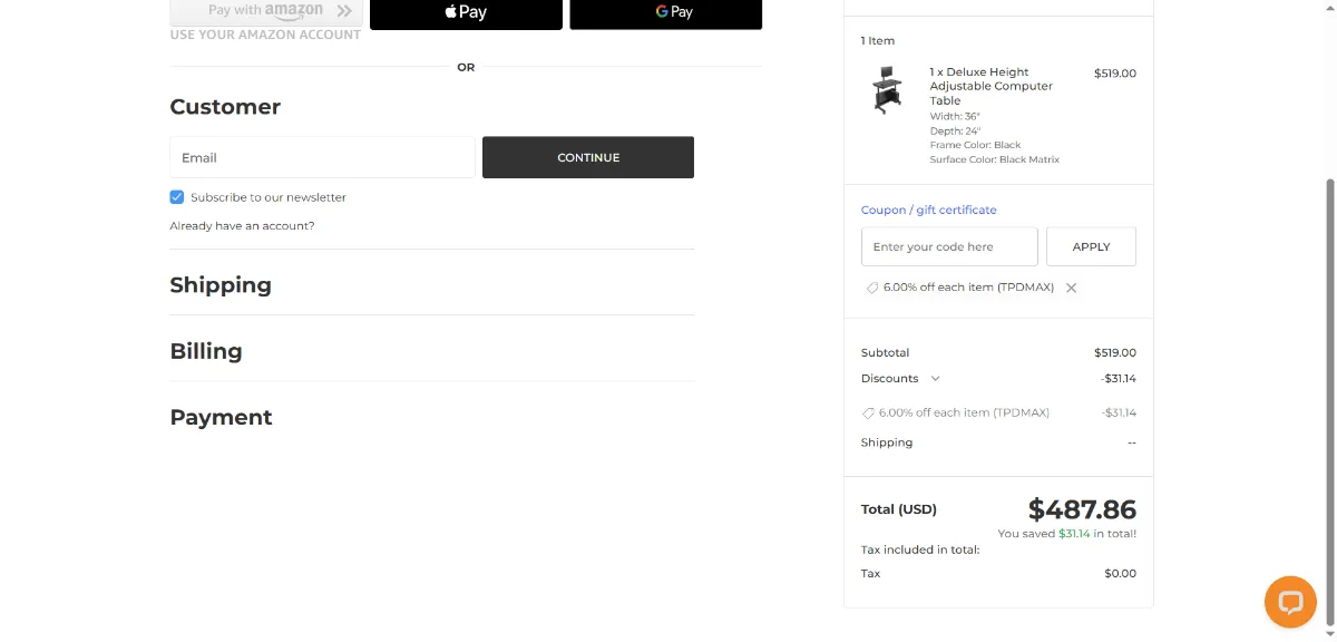 Step 3: Enter TPDMAX at checkout