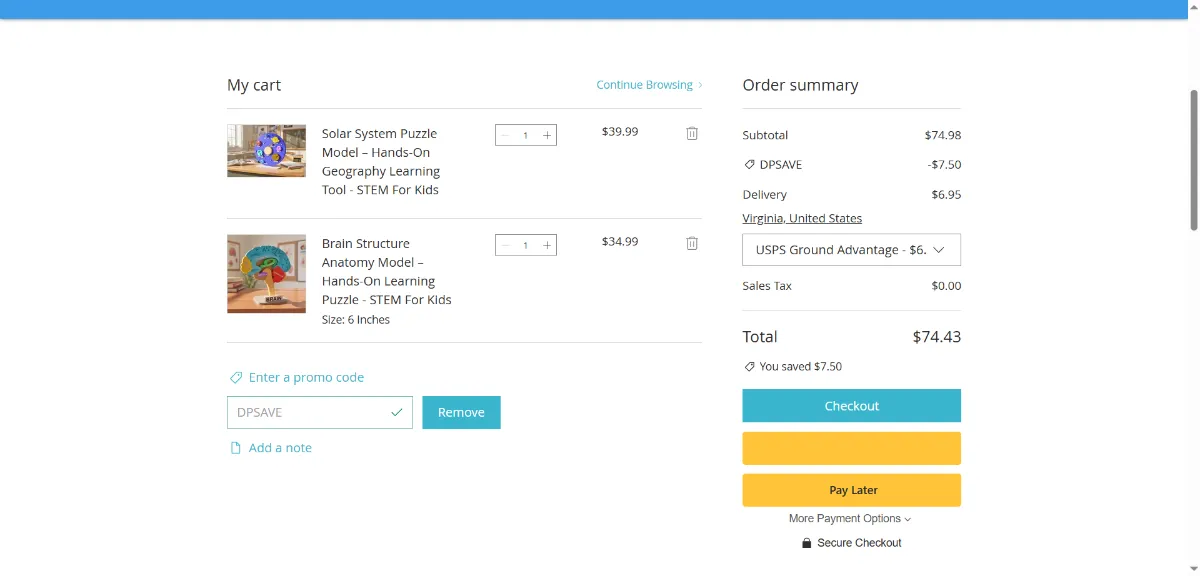 Step 2: Open your cart