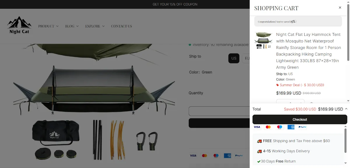 Step 2: Open your cart