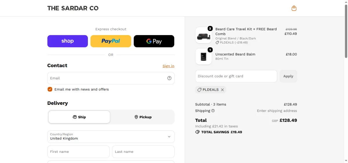 Step 3: Enter PLDEALS at checkout