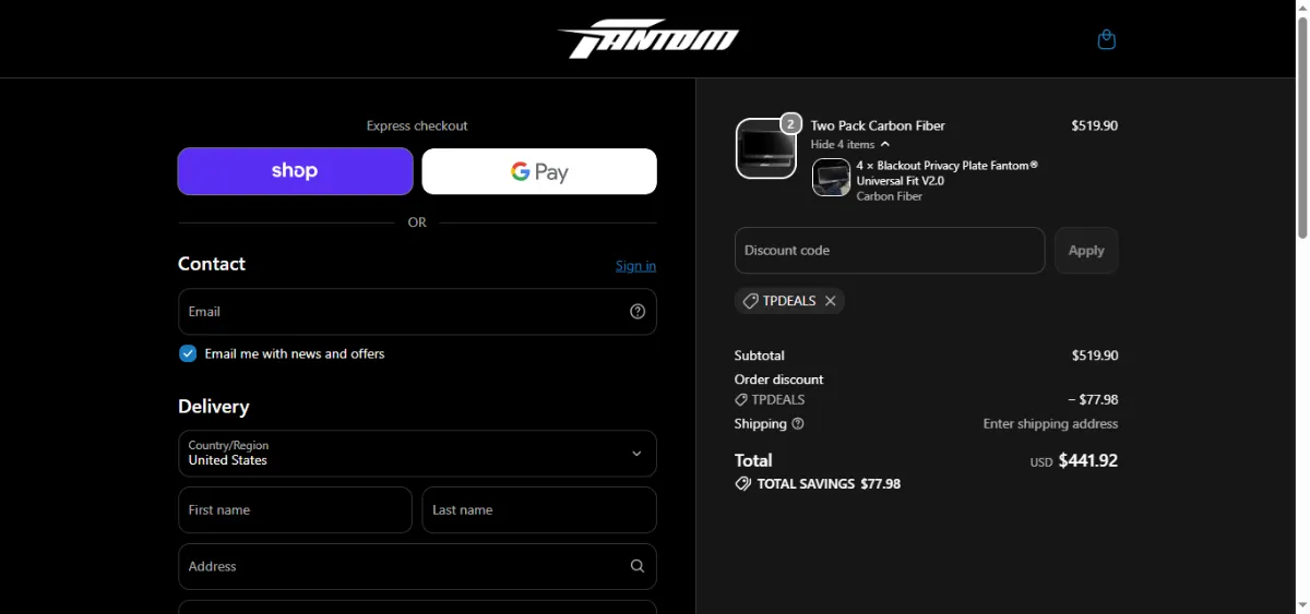 Step 3: Enter TPDEALS at checkout