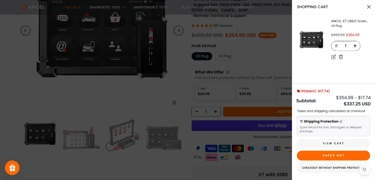 Step 2: Open your cart