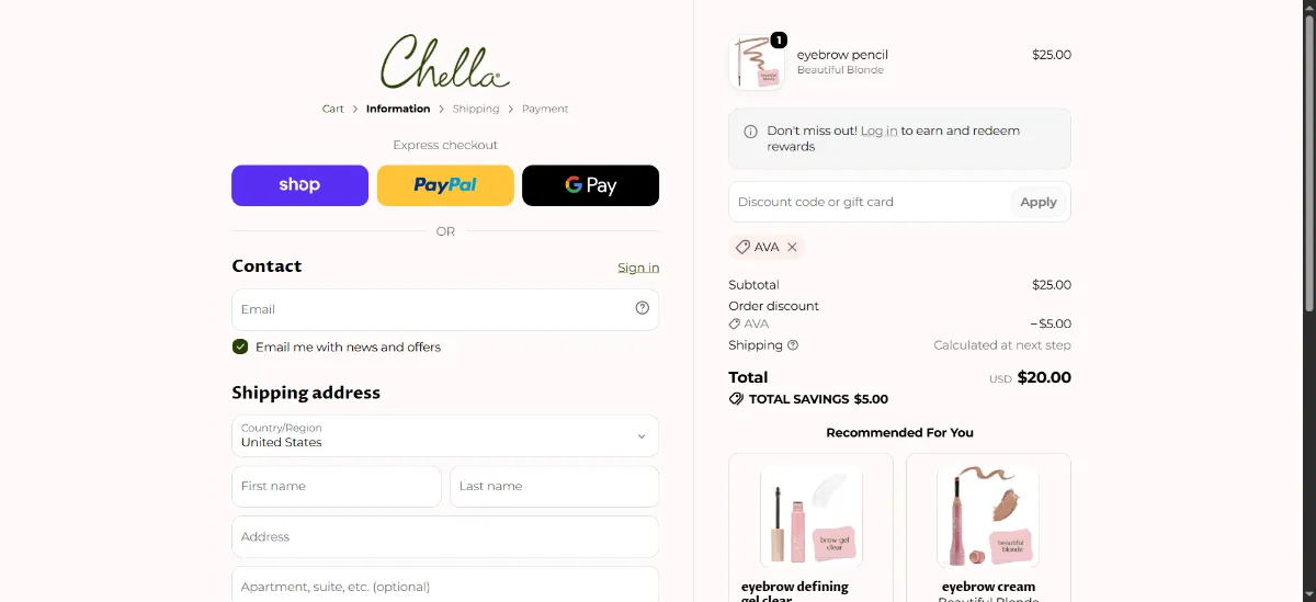 Step 3: Enter AVA at checkout