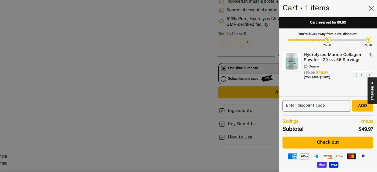 Step 2: Open your cart