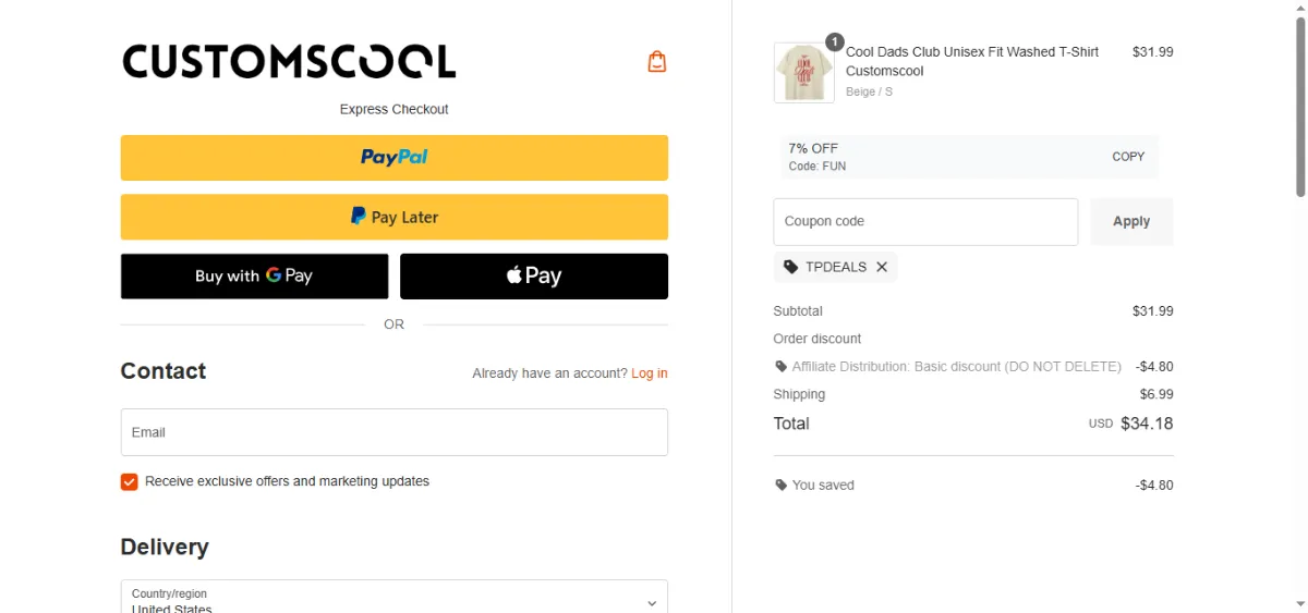 Step 3: Enter TPDEALS at checkout