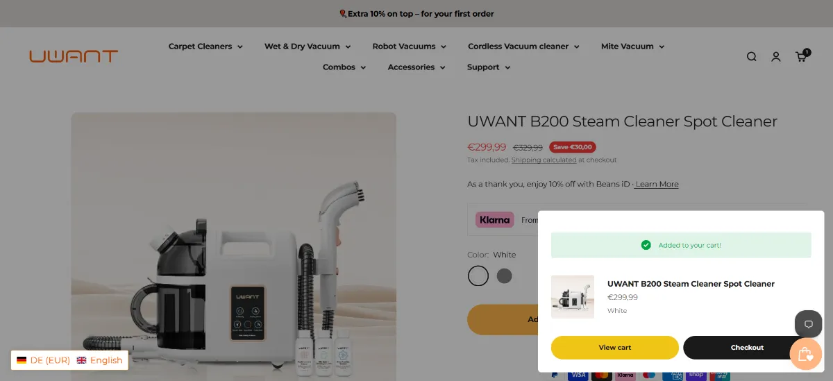 Step 2: Open your cart