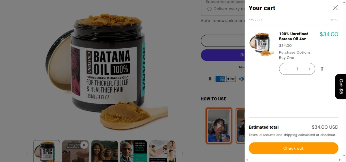 Step 2: Open your cart