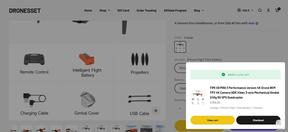 Step 2: Open your cart
