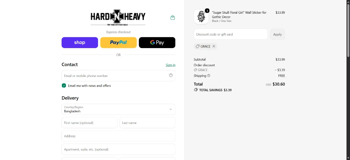 Where to enter the Hard N Heavy discount code at checkout