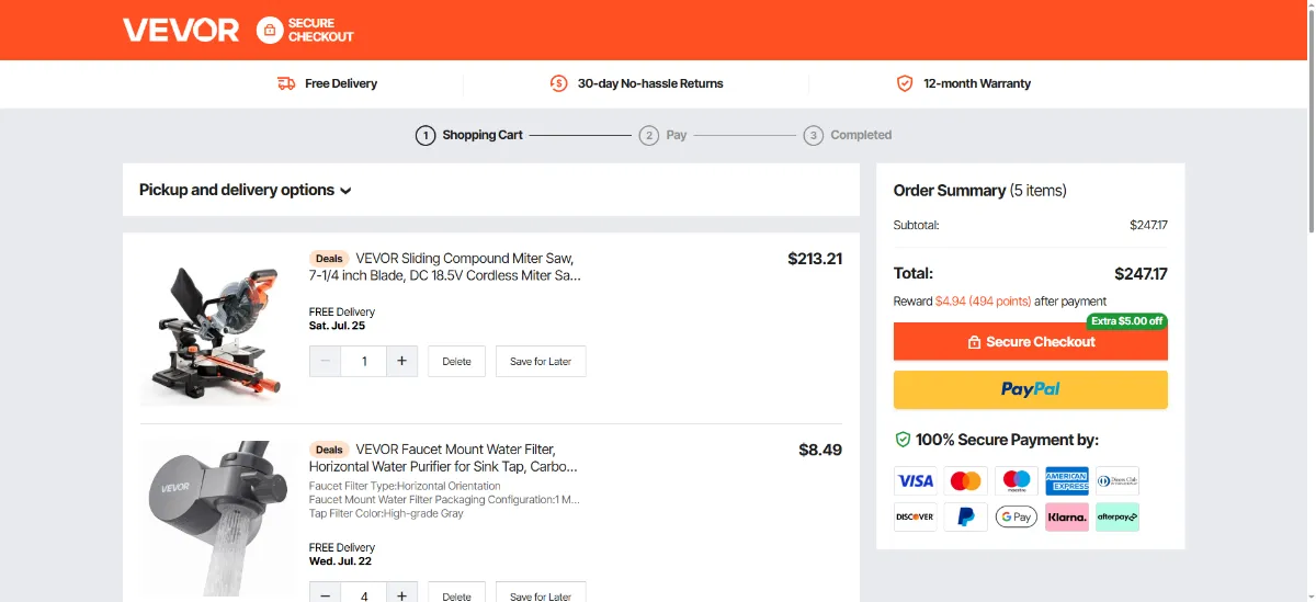 Step 2: Open your cart