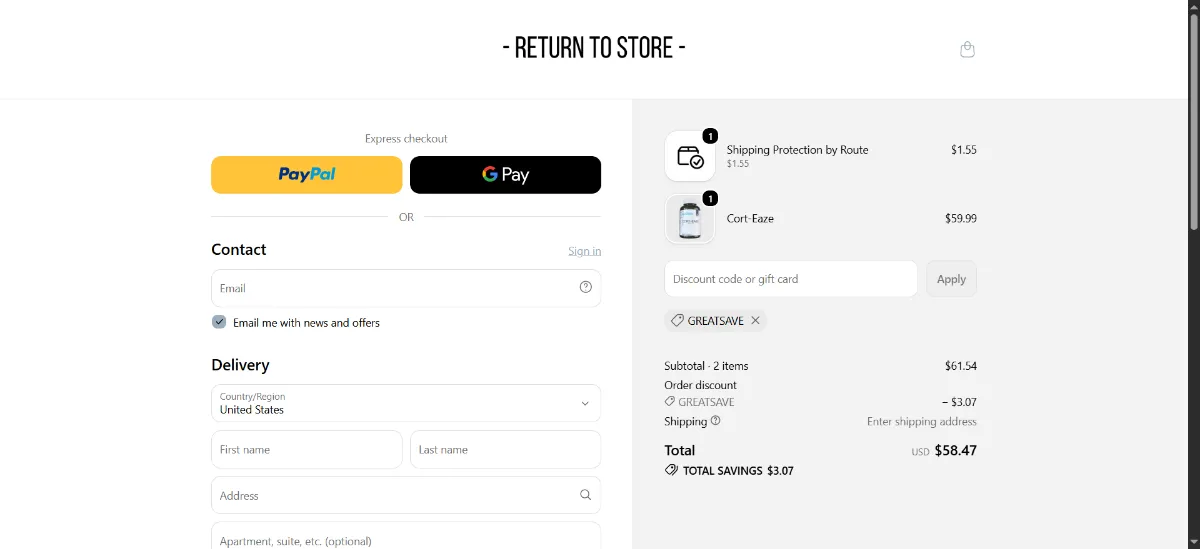 Step 3: Enter GREATSAVE at checkout