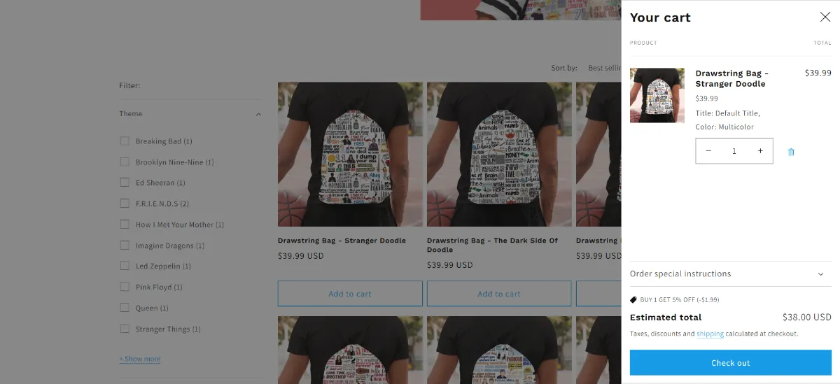 Step 2: Open your cart