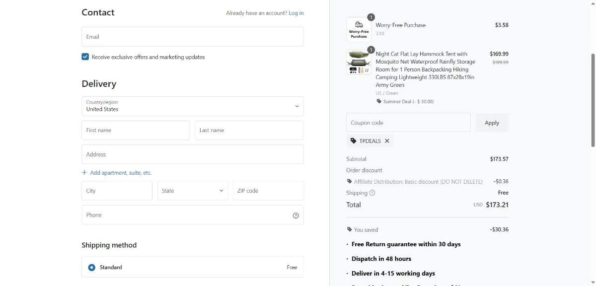 Step 3: Enter TPDEALS at checkout