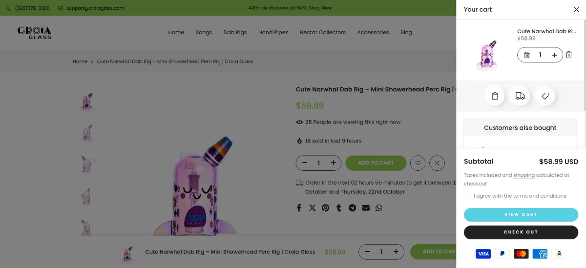 Step 2: Open your cart
