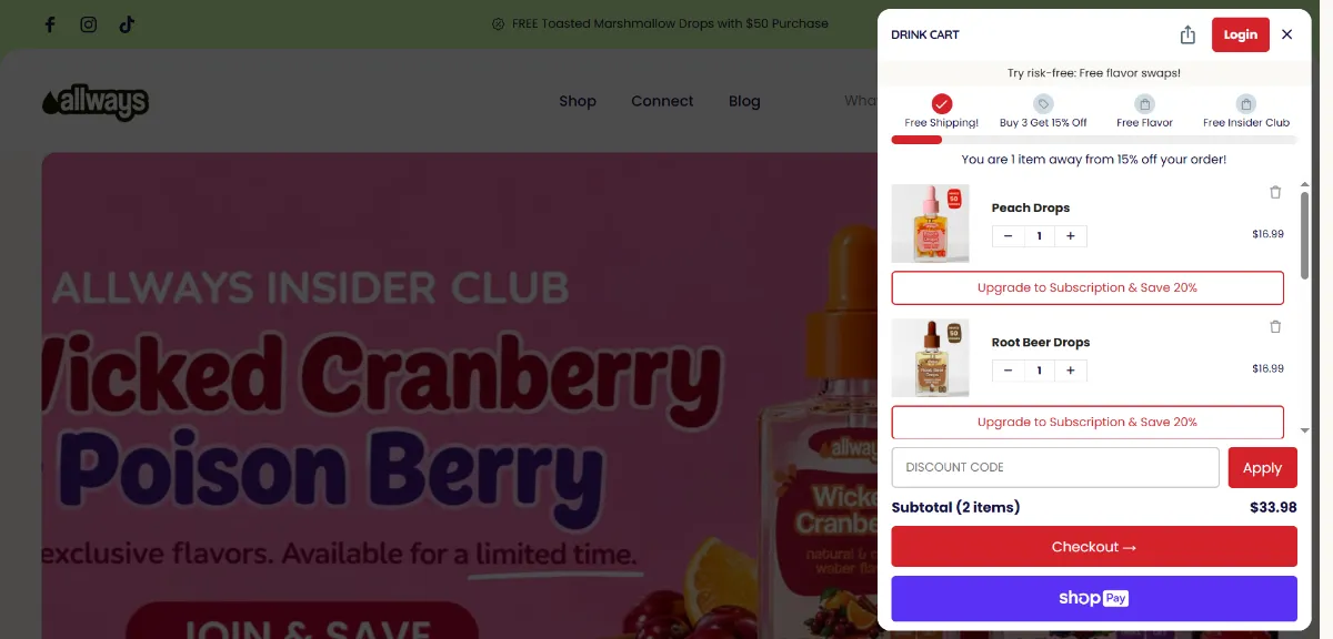Step 2: Open your cart