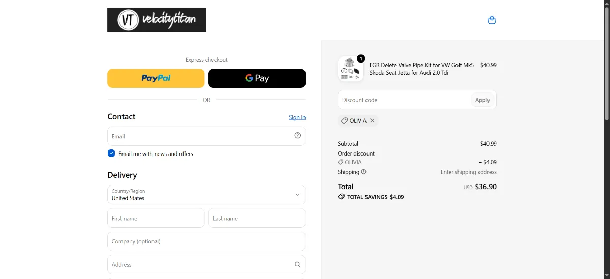 Where to enter the VelocityTitan discount code at checkout