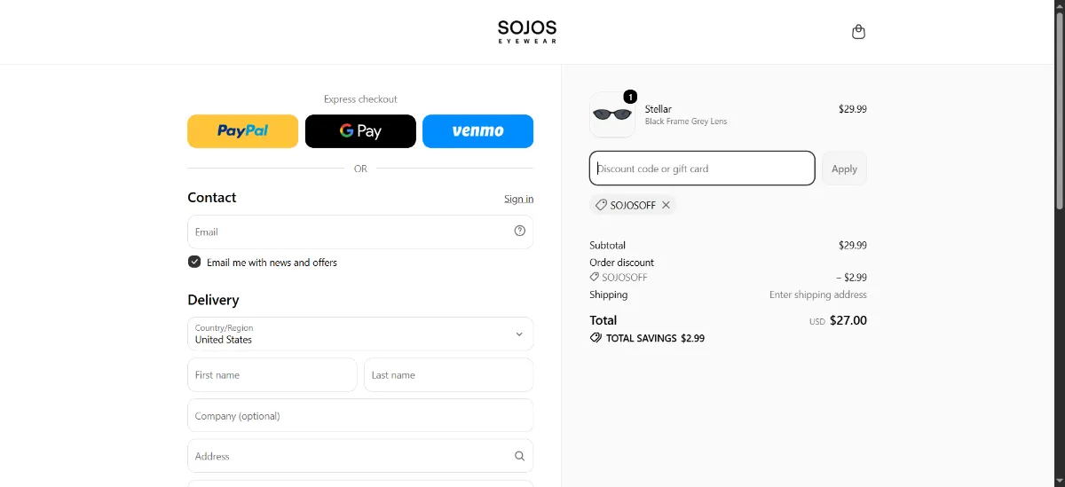 Step 3: Enter SOJOSOFF at checkout