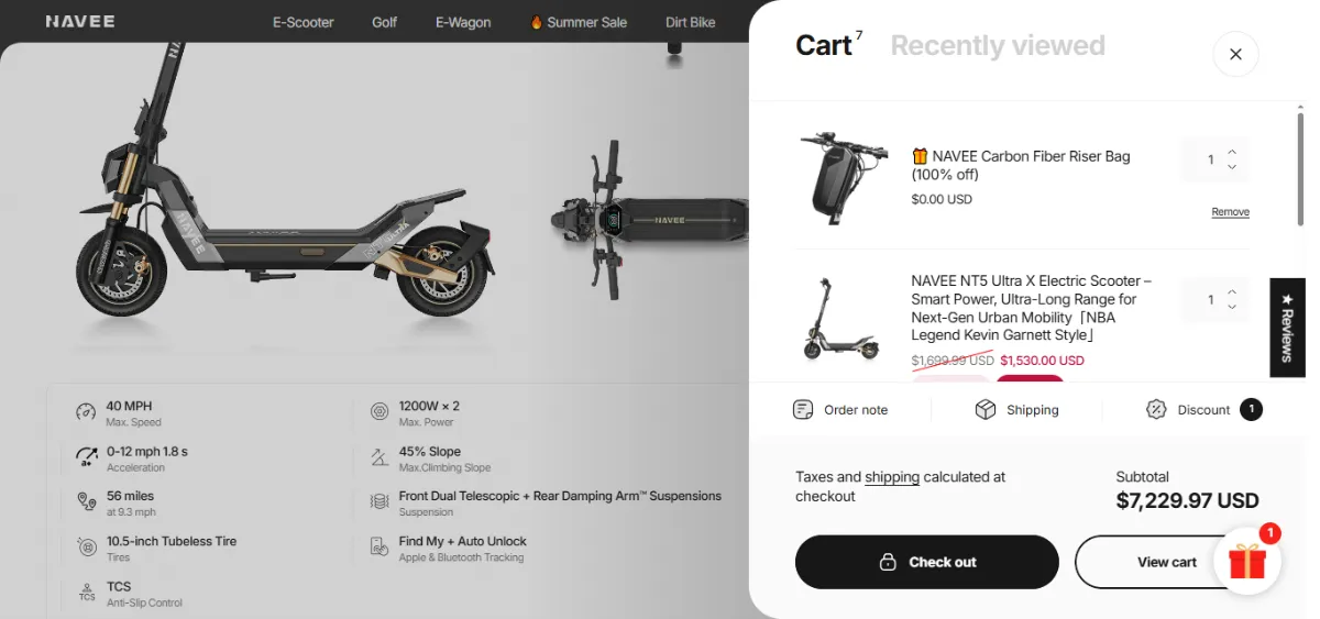 Step 2: Open your cart