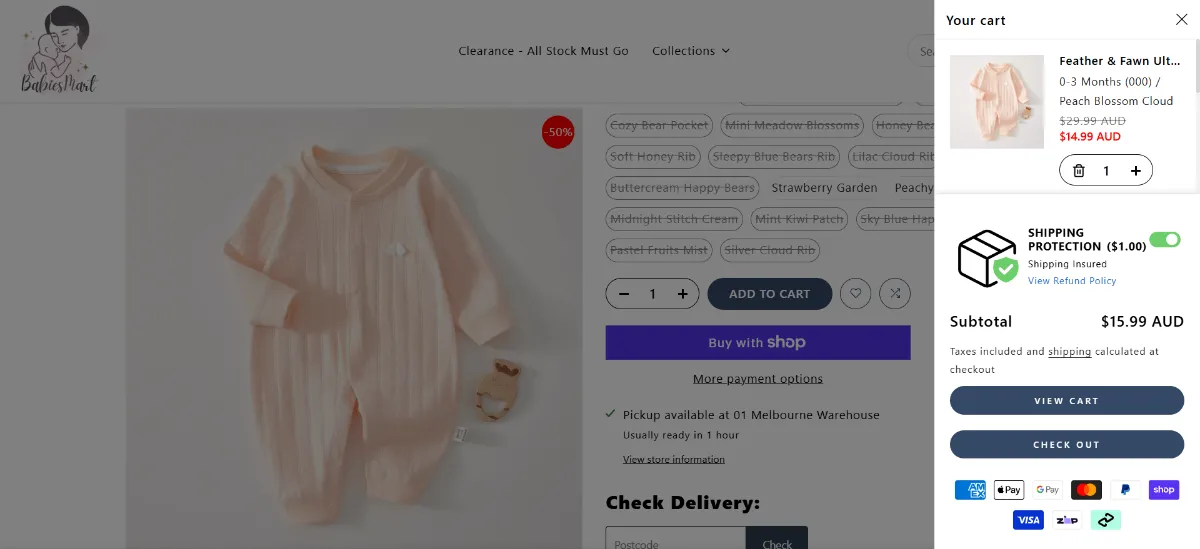Step 2: Open your cart