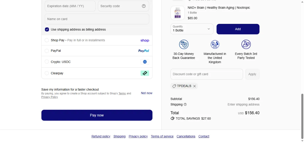 Step 3: Enter TPDEALS at checkout