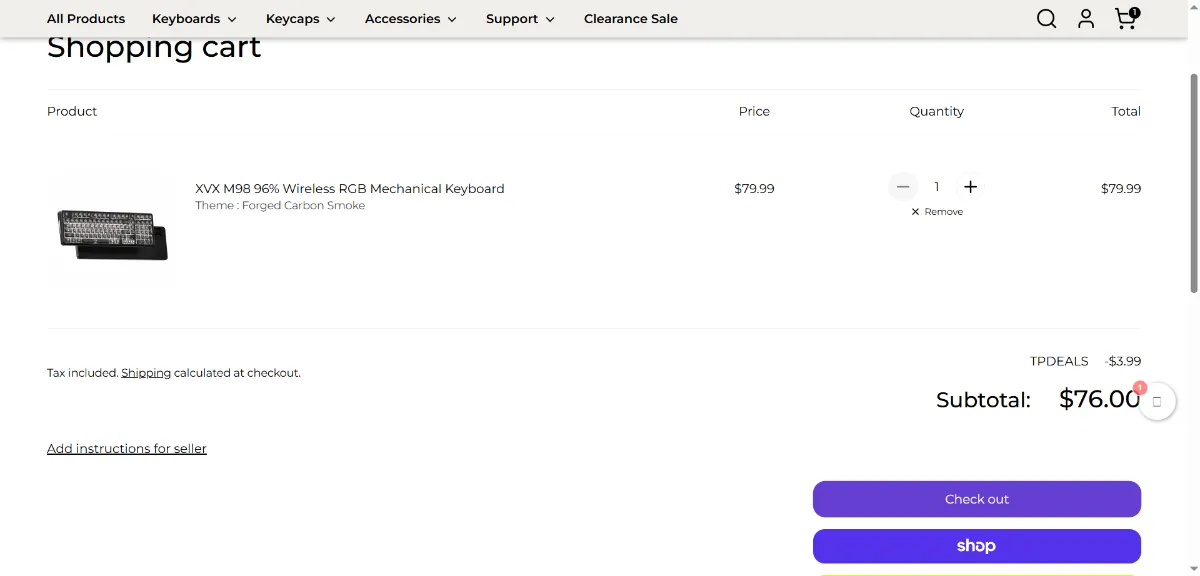 Step 2: Open your cart